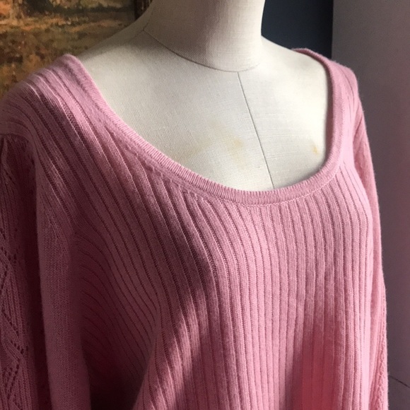 NWT Sundance Faustine chalk pink scoop neck pull over merino wool sweater XXL - Picture 8 of 13